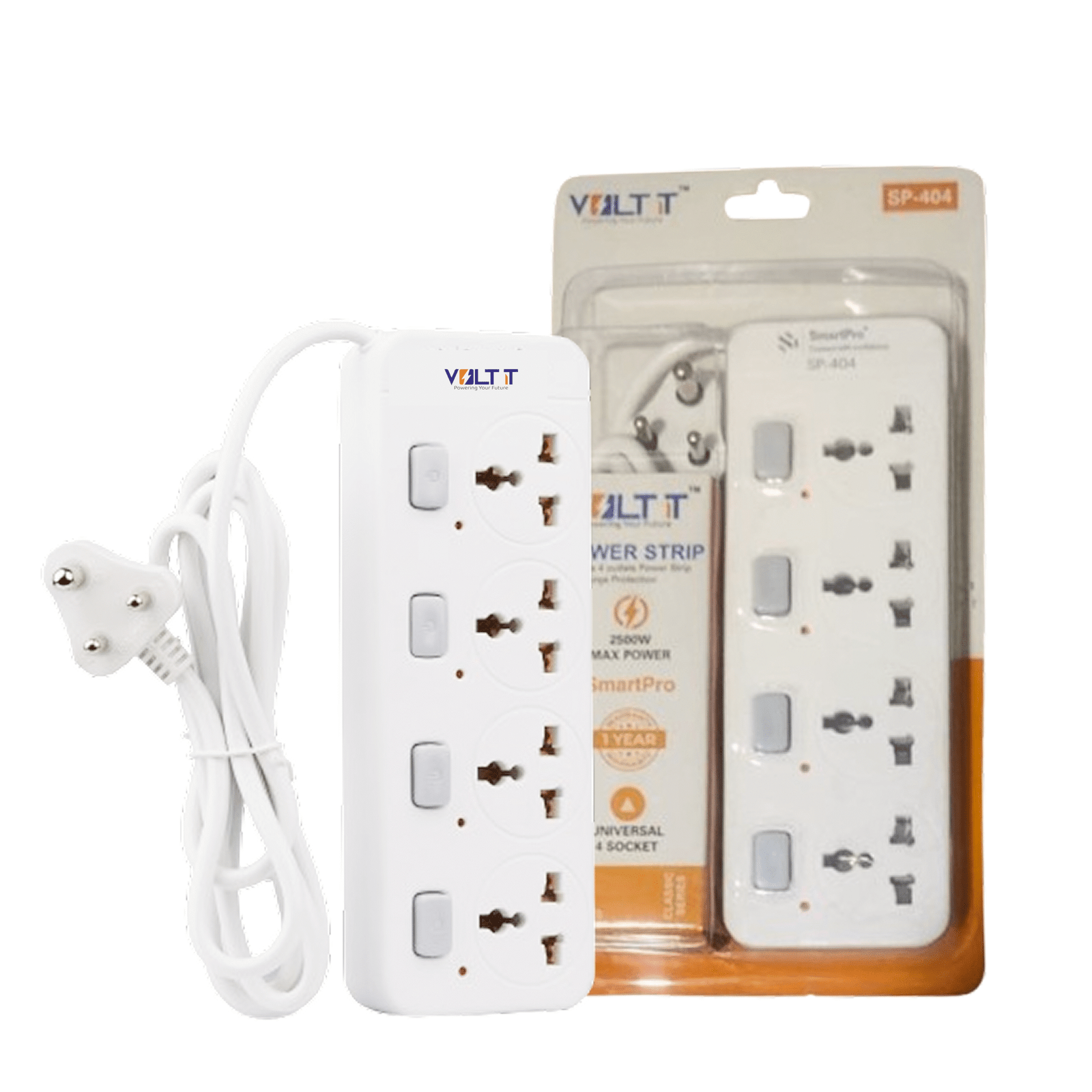 Key Features of VOLT IT 4-Port Power Strip 4 Universal Sockets – Compatible with multiple plug types for home, office, and workstation use. 4 Individual Power Switches – Control each device separately and save energy when not in use. Fire-Resistant Body – Built with high-quality, flame-retardant material for maximum safety. Thermal Trip Overload Protection – Auto power cut-off during excess load to safeguard appliances. Heavy-Duty Copper Cable – Ensures stable, consistent power flow and longer product life. Surge & Spike Protection – Shields connected devices from sudden voltage fluctuations. Compact & Space-Saving Design – Ideal for desks, home setups, and office environments. Strong Grip Sockets – Prevents loose connections and ensures secure plug-in every time. Wide Compatibility – Suitable for laptops, desktops, TVs, chargers, printers, speakers & more. Durable Build Quality – Crafted for everyday use with reinforced internal components. LED Power Indicators – One indicator per switch to show active connections clearly. Wall-Mount Ready – Can be mounted vertically or horizontally for cleaner cable management.